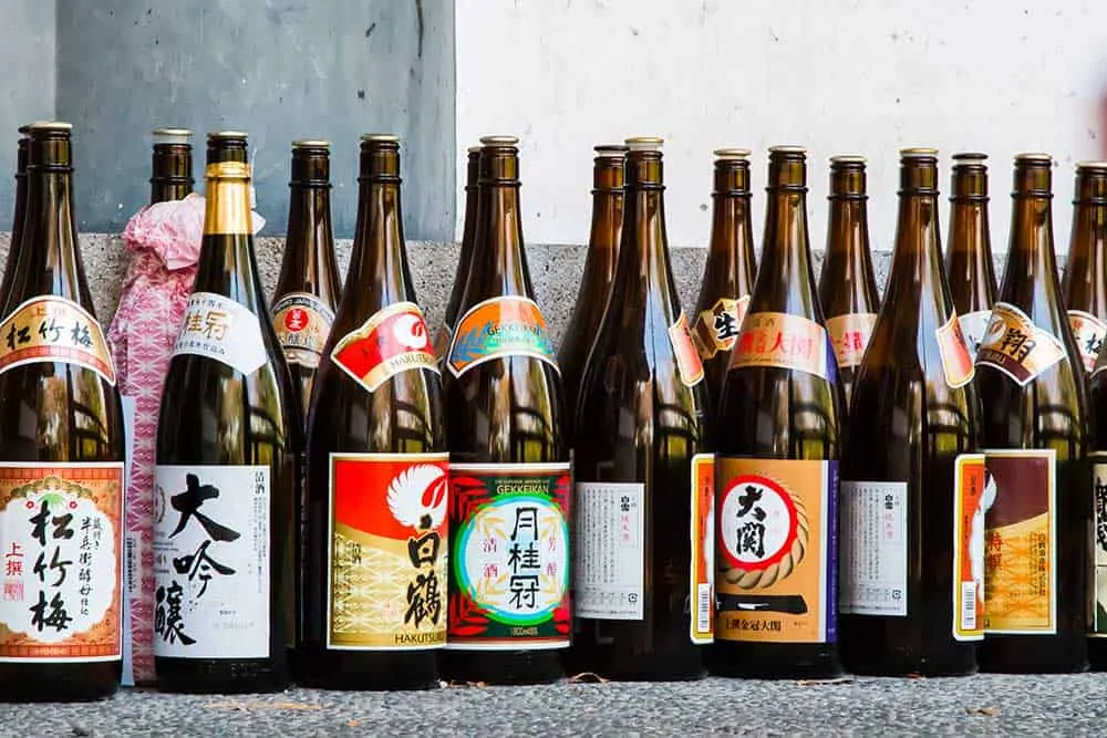 Rows of Sake Bottles